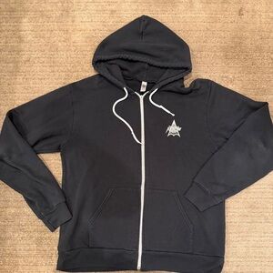 Black Zip-Up Hoodie with Logo